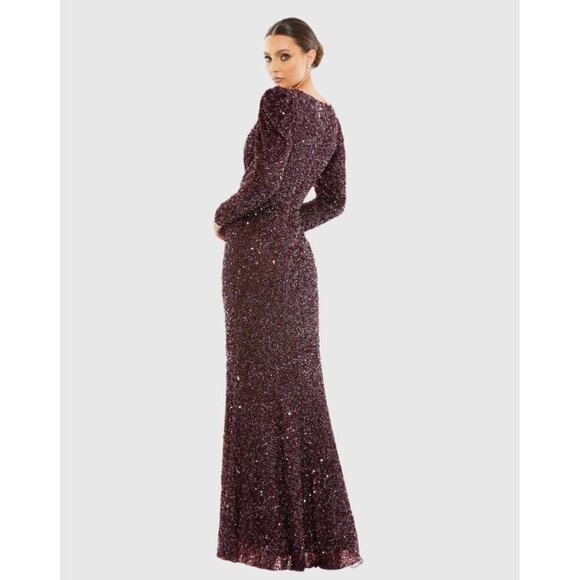 Mac Duggal Merlot Sequin Maxi Dress - Picture 3 of 11